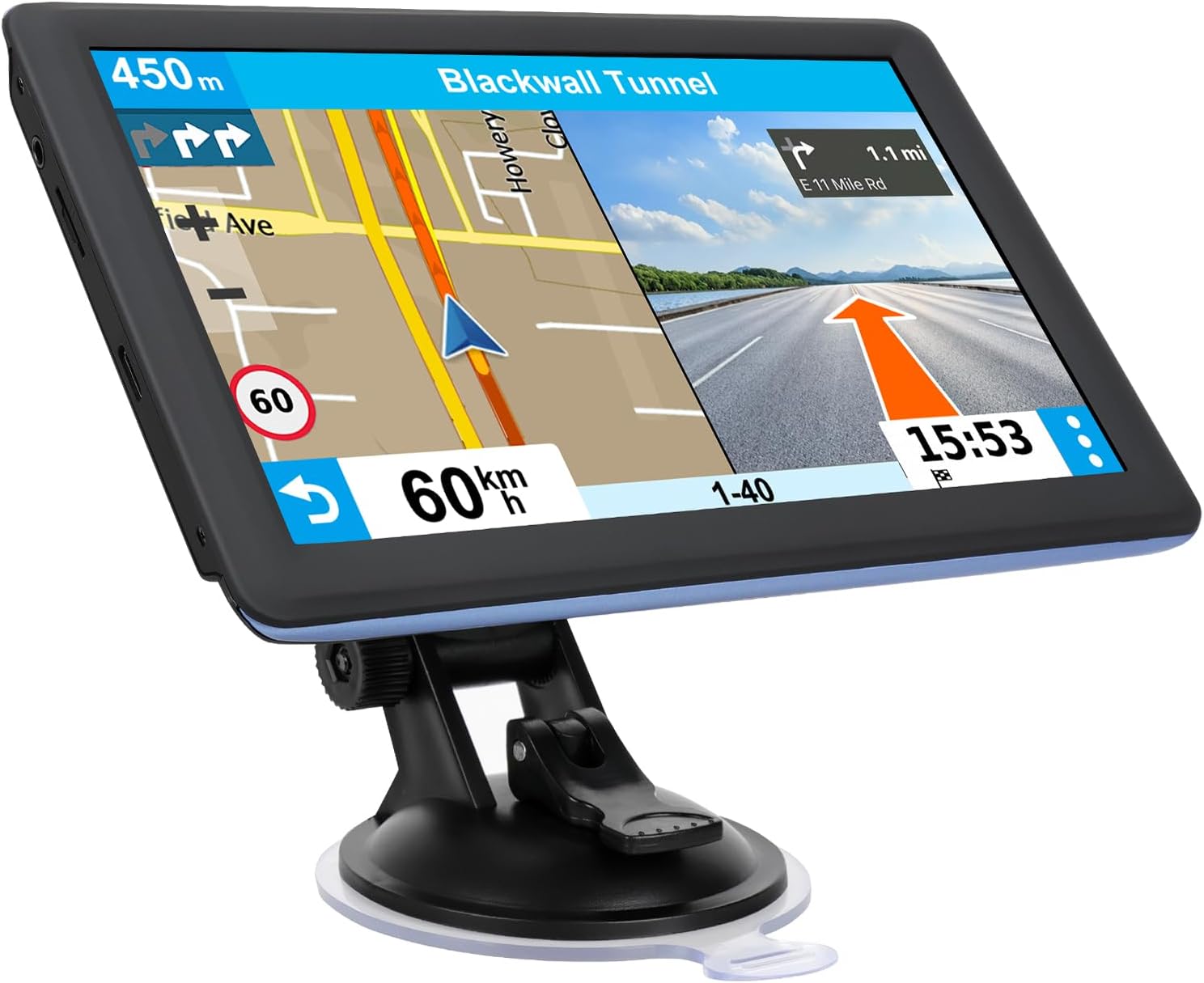 GPS Navigator for Car Truck RV, Latest 2025 Map, 7 inch Touch Screen Real Voice Spoken Turn-by-Turn Direction Reminding Navigation System for Cars, Vehicle GPS with Speed and Red Light Warning (Blue) - Image 9